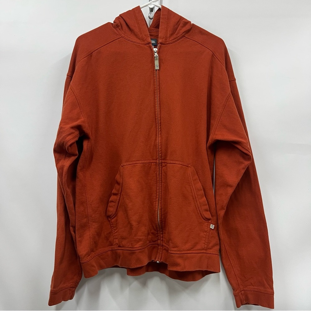 Mountain Equipment Co-op men’s M Rust Orange Zip-Up Hoodie 100% organic cotton